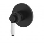 Eleanor Wall Mixer Matte Black With White Ceramic Handle